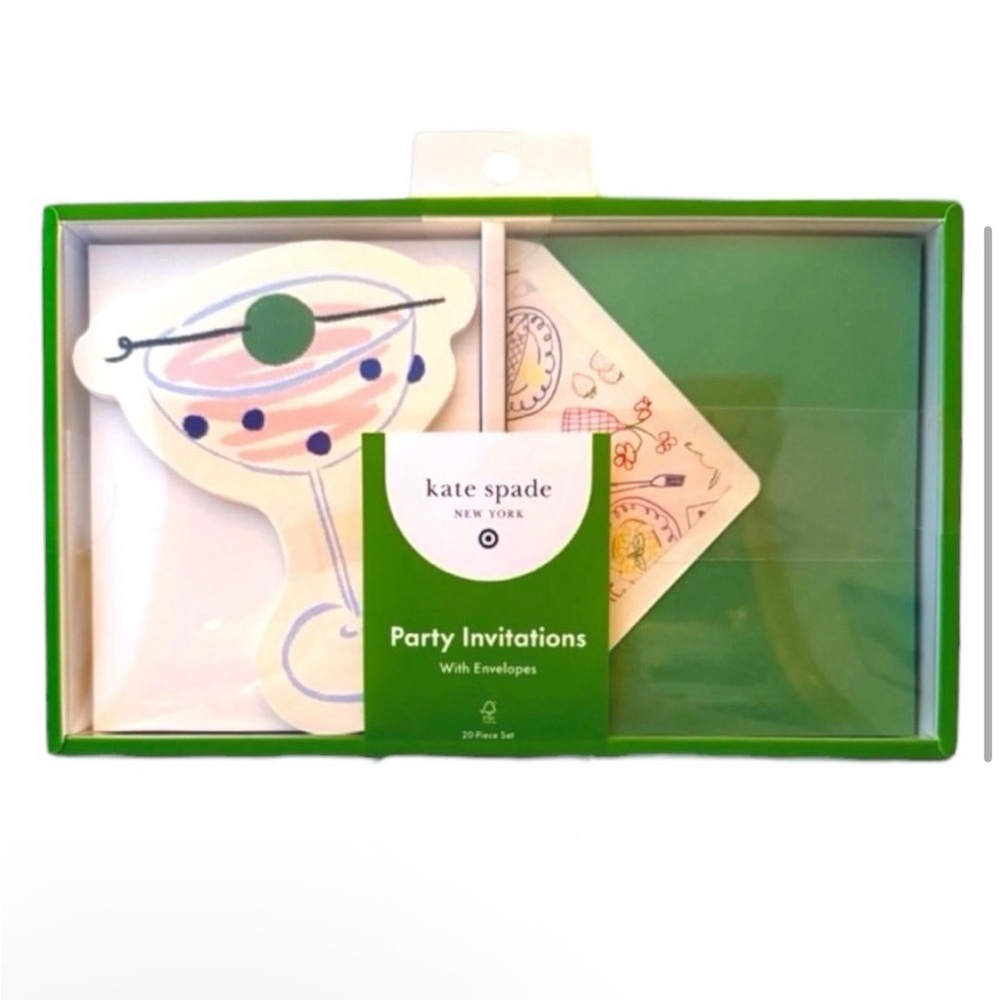NWT! Kate Spade x Target 10 Cocktail Shaped Party Invitations with Envelopes